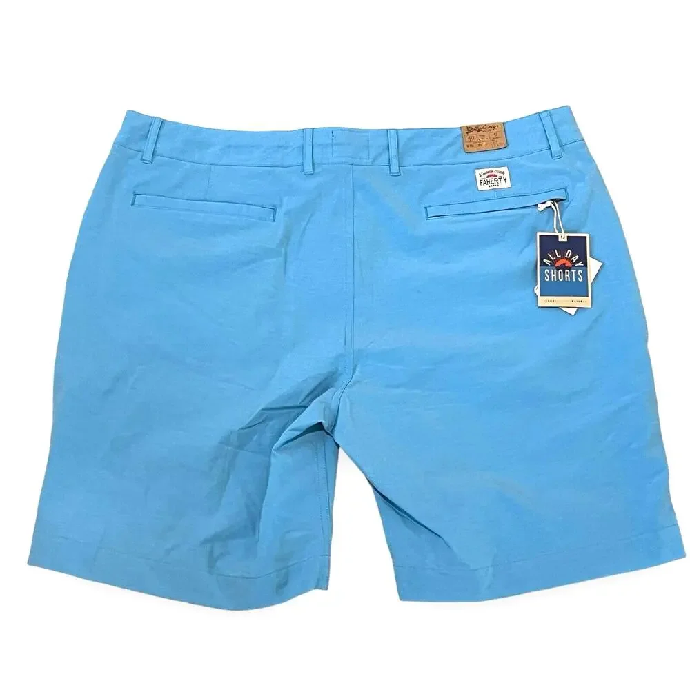 NWT Faherty All Day Shorts Mens Size 40 Summer Teal Blue Drawstring 9